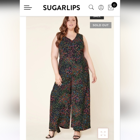 🍁🍂NWT Sugarlips 2x Garden State of Mind Larah Wide Leg Jumpsuit - Picture 2 of 5